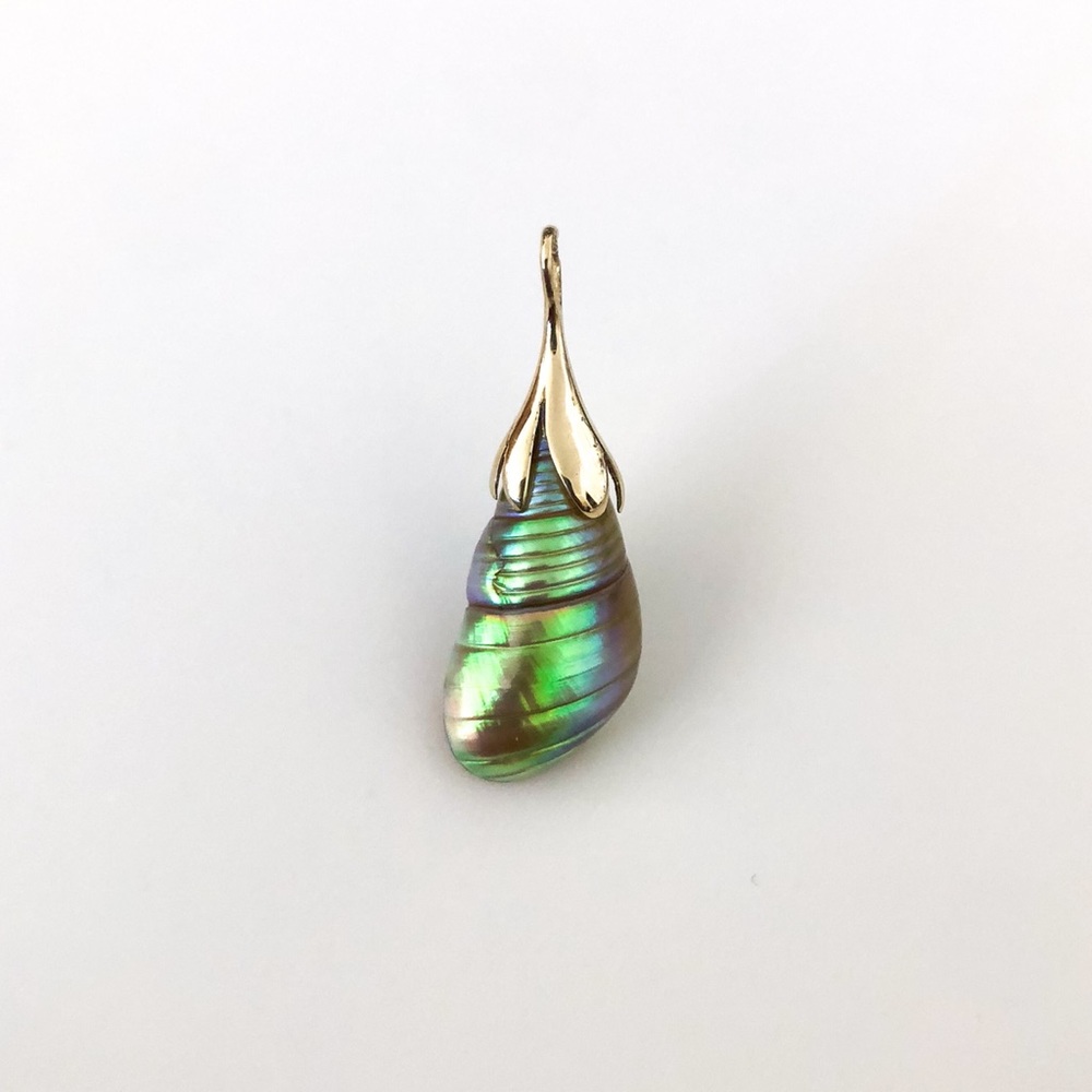 Rare Luminous King Maireener Shell 14KGold Pendant